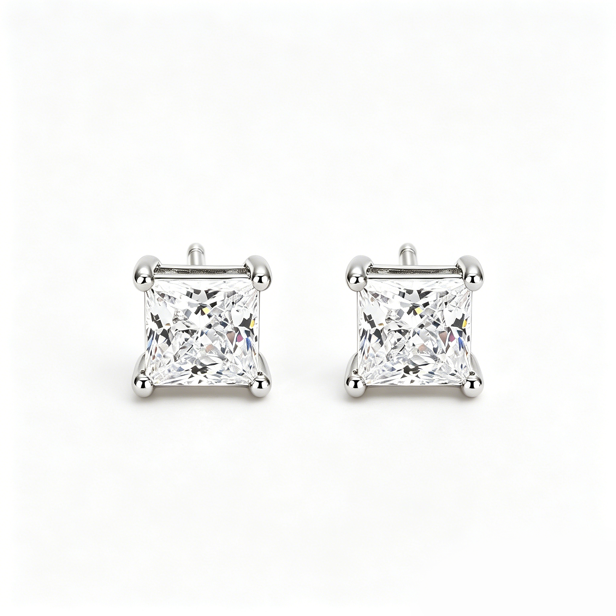 4-Prong Square CZ Studs