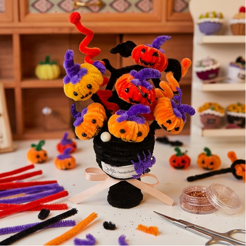 🎃 DIY Pipe Cleaner Halloween Pumpkin Kit