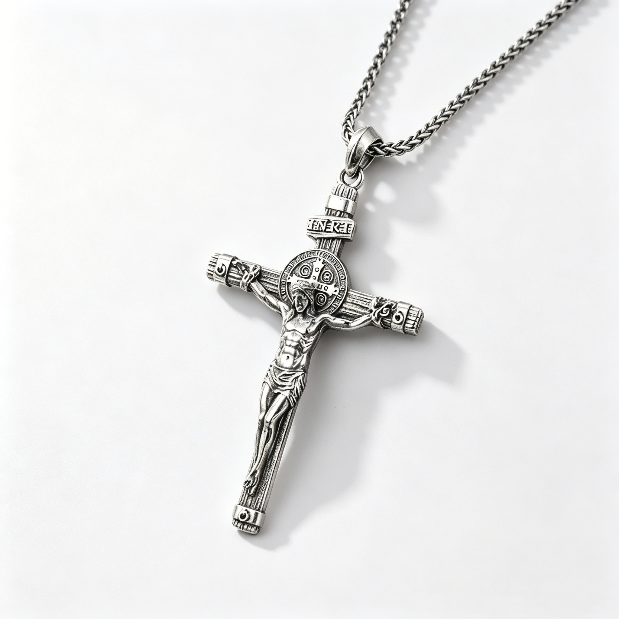 Oxidized St. Benedict Cross Chain