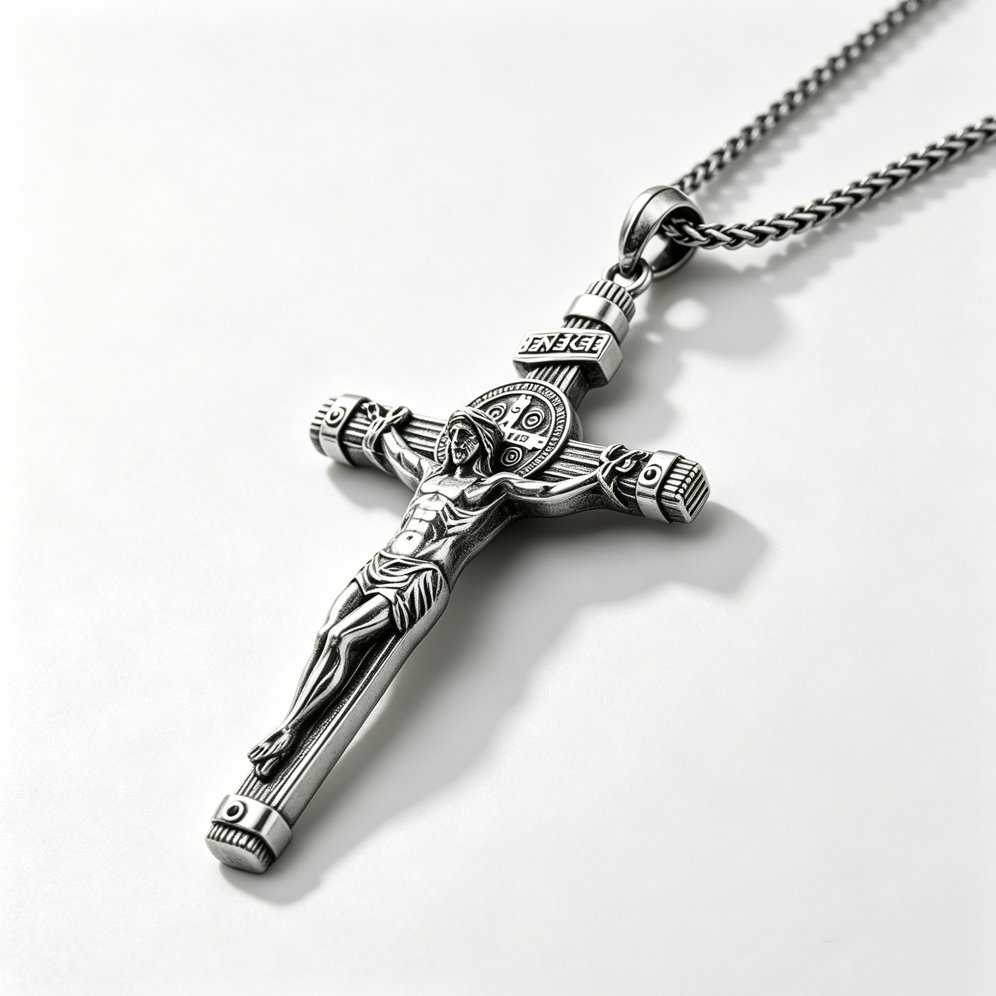 Oxidized St. Benedict Cross Chain