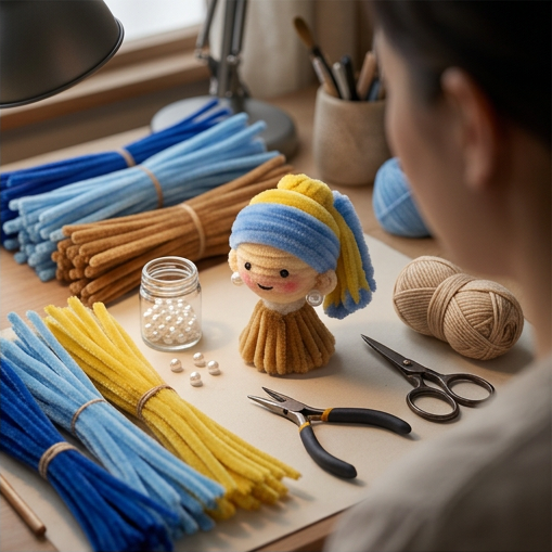 🎨 DIY Pipe Cleaner "Girl with a Pearl Earring" Kit