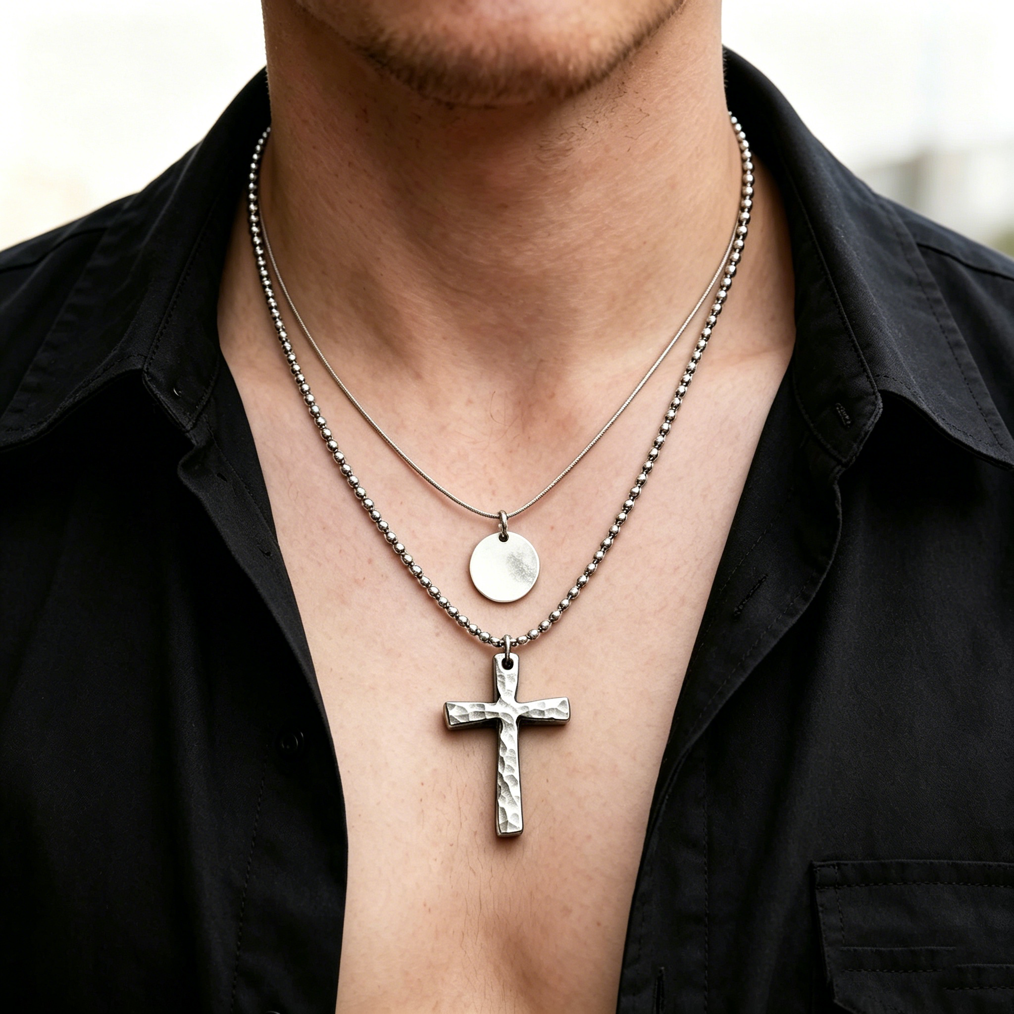 Hammered Cross Necklace