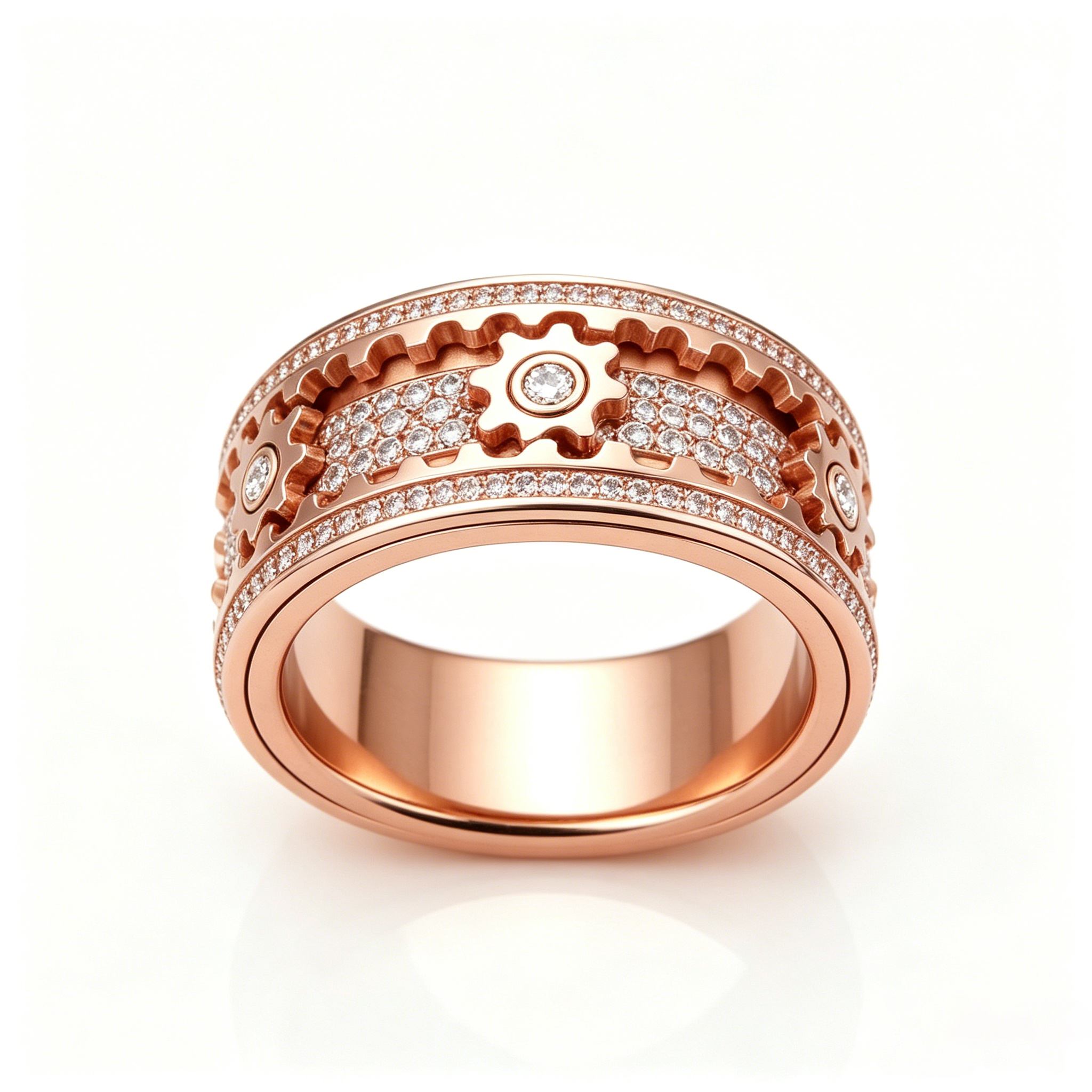 Inlaid Crystal Rotatable Gear Band
