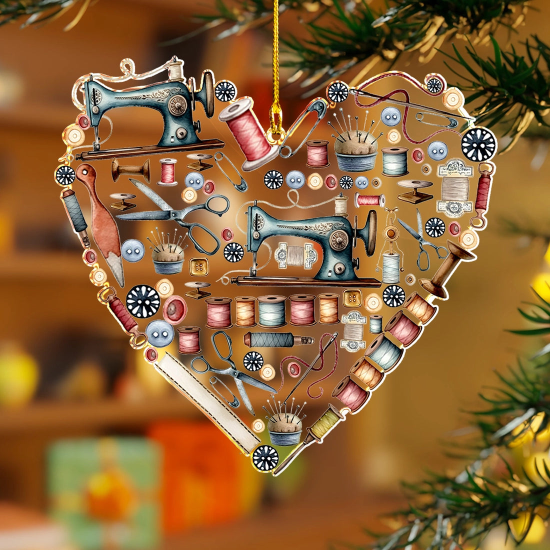 Heart-Shaped Sewing Christmas Ornament