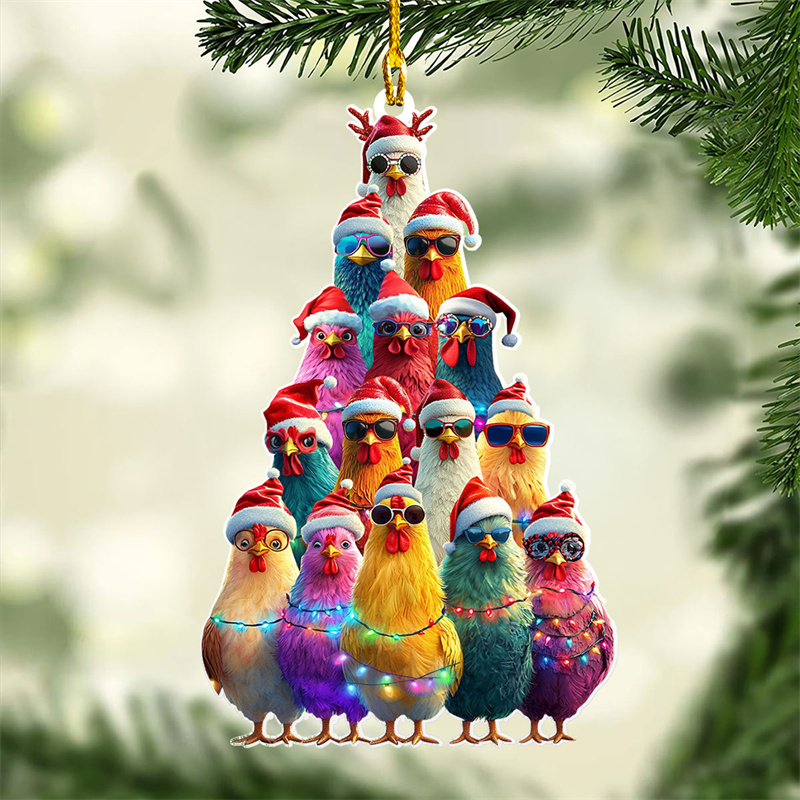 Chicken in sunglasses Ornaments