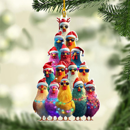 Chicken in sunglasses Ornaments