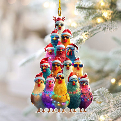 Chicken in sunglasses Ornaments