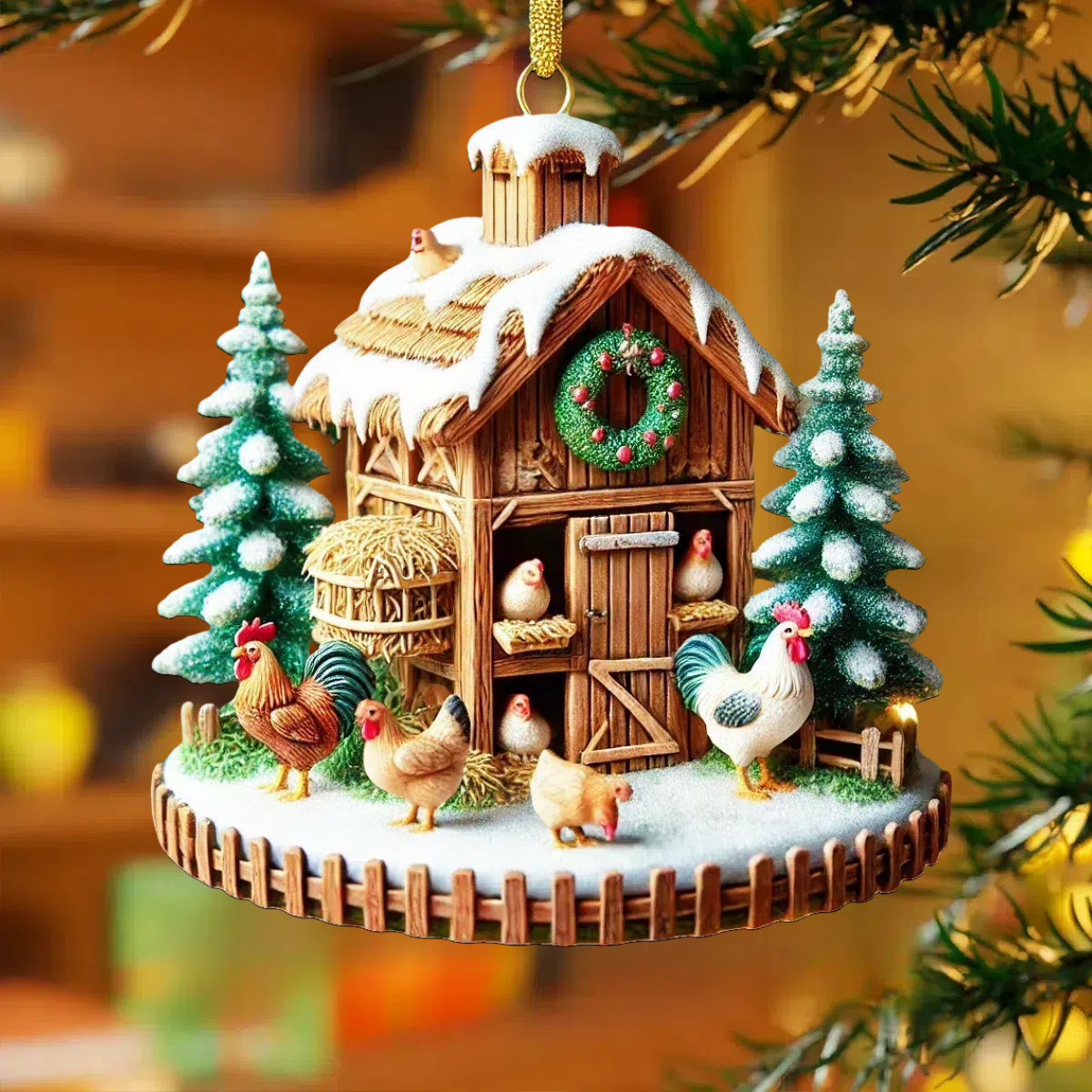 Dreamy Chicken Farm Ornament