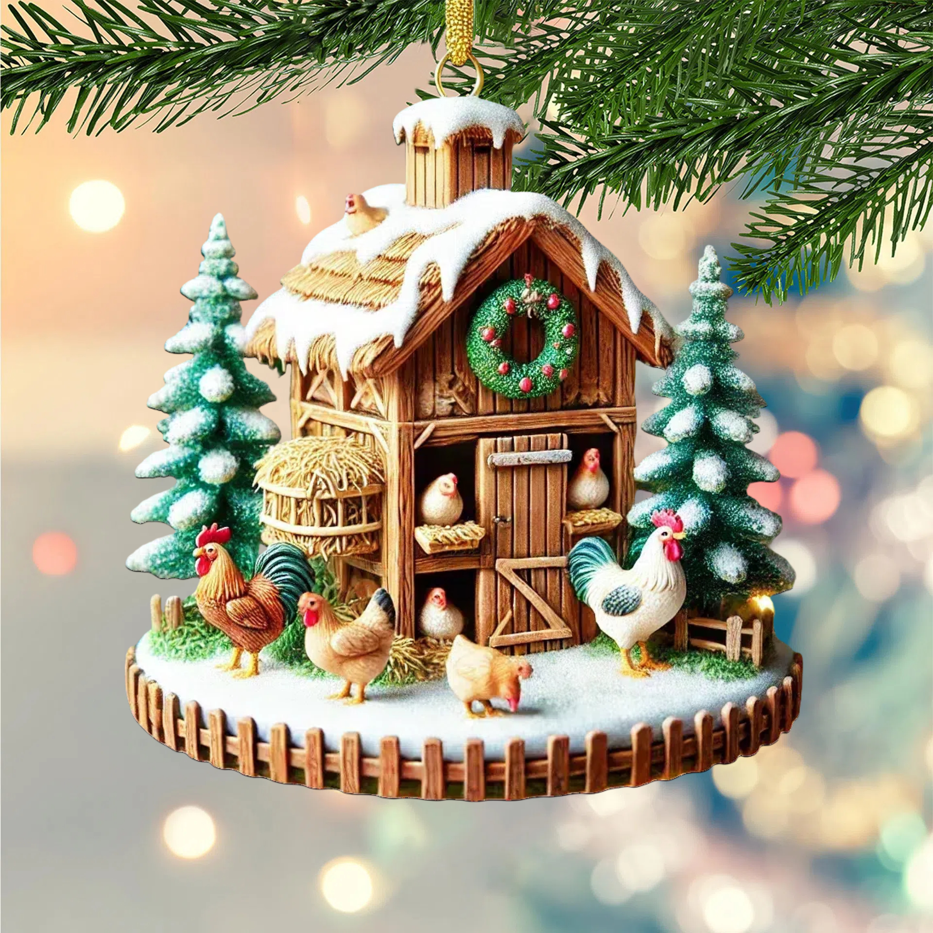 Dreamy Chicken Farm Ornament