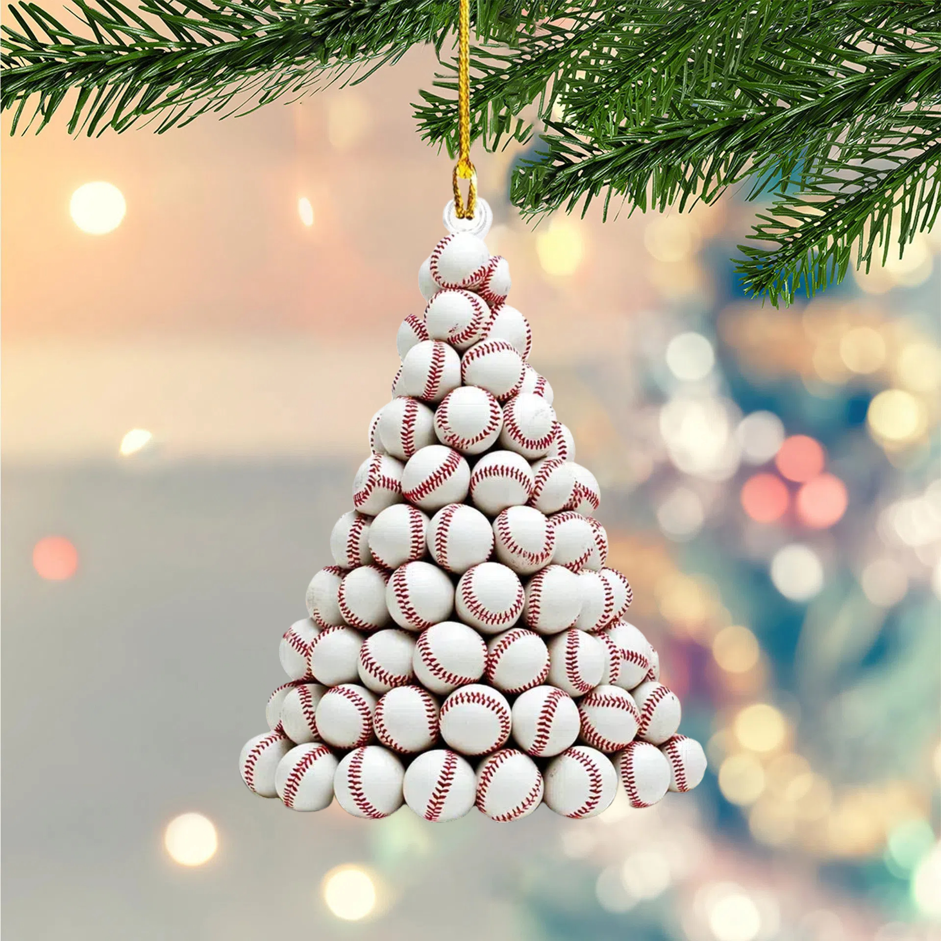 Twinkle Baseball Pinetree Ornament