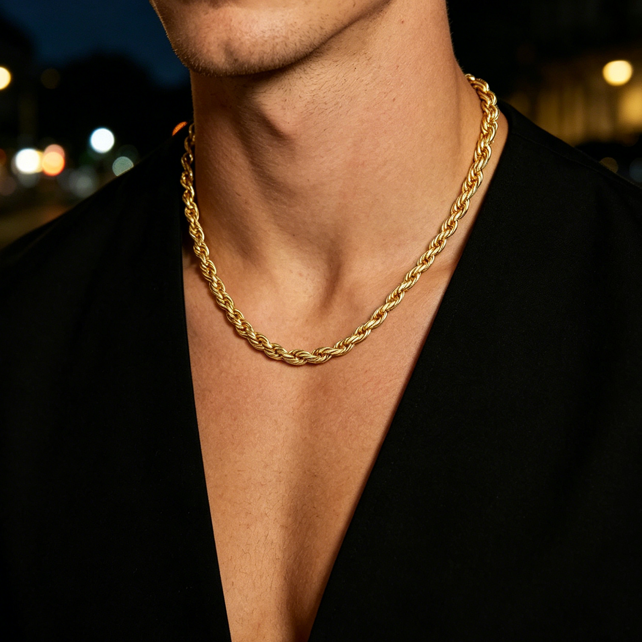 Gold Plated Rope Chain Necklace