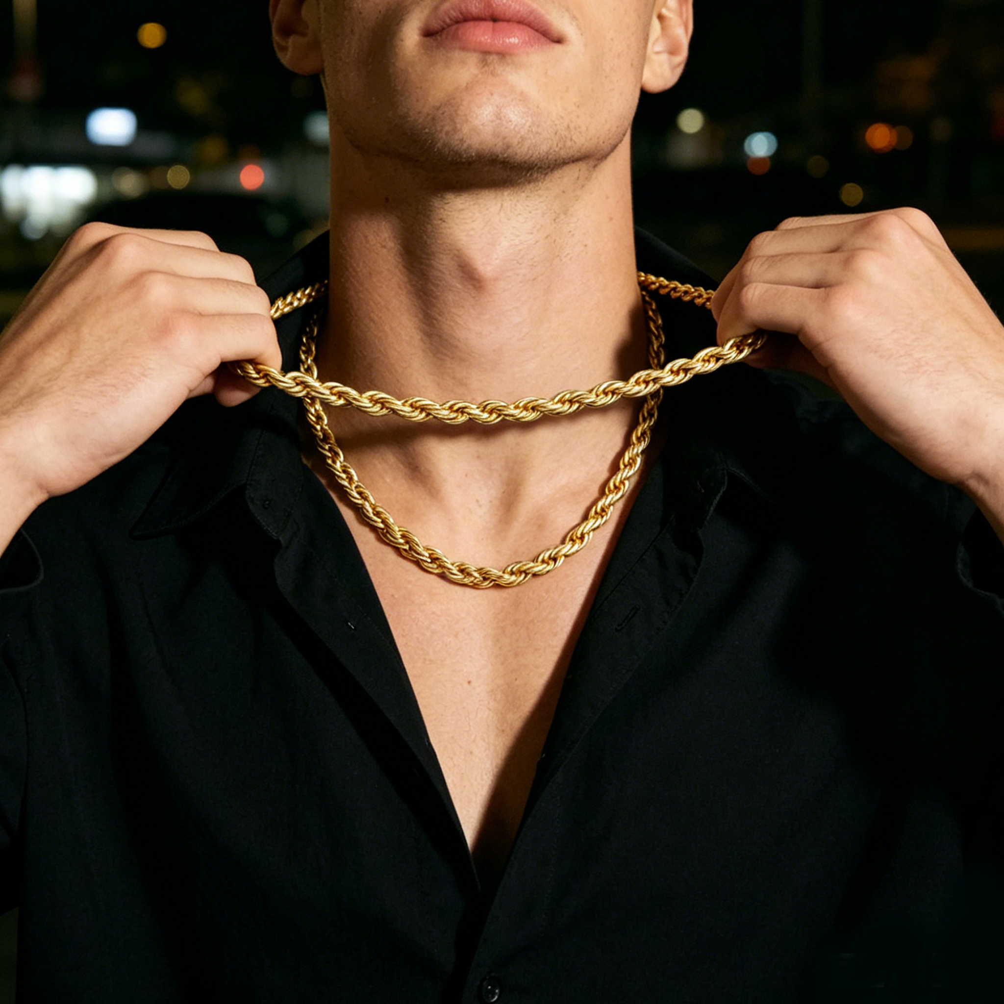 Gold Plated Rope Chain Necklace
