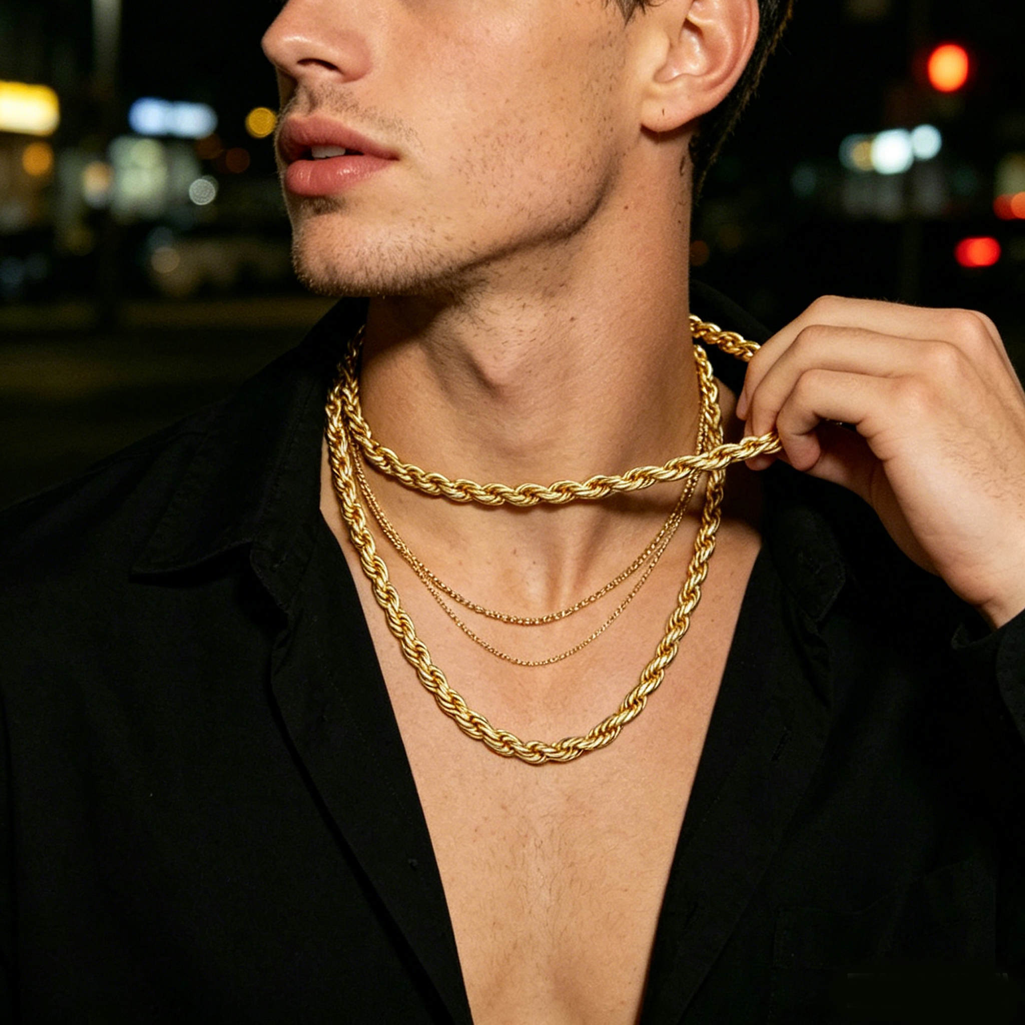 Gold Plated Rope Chain Necklace