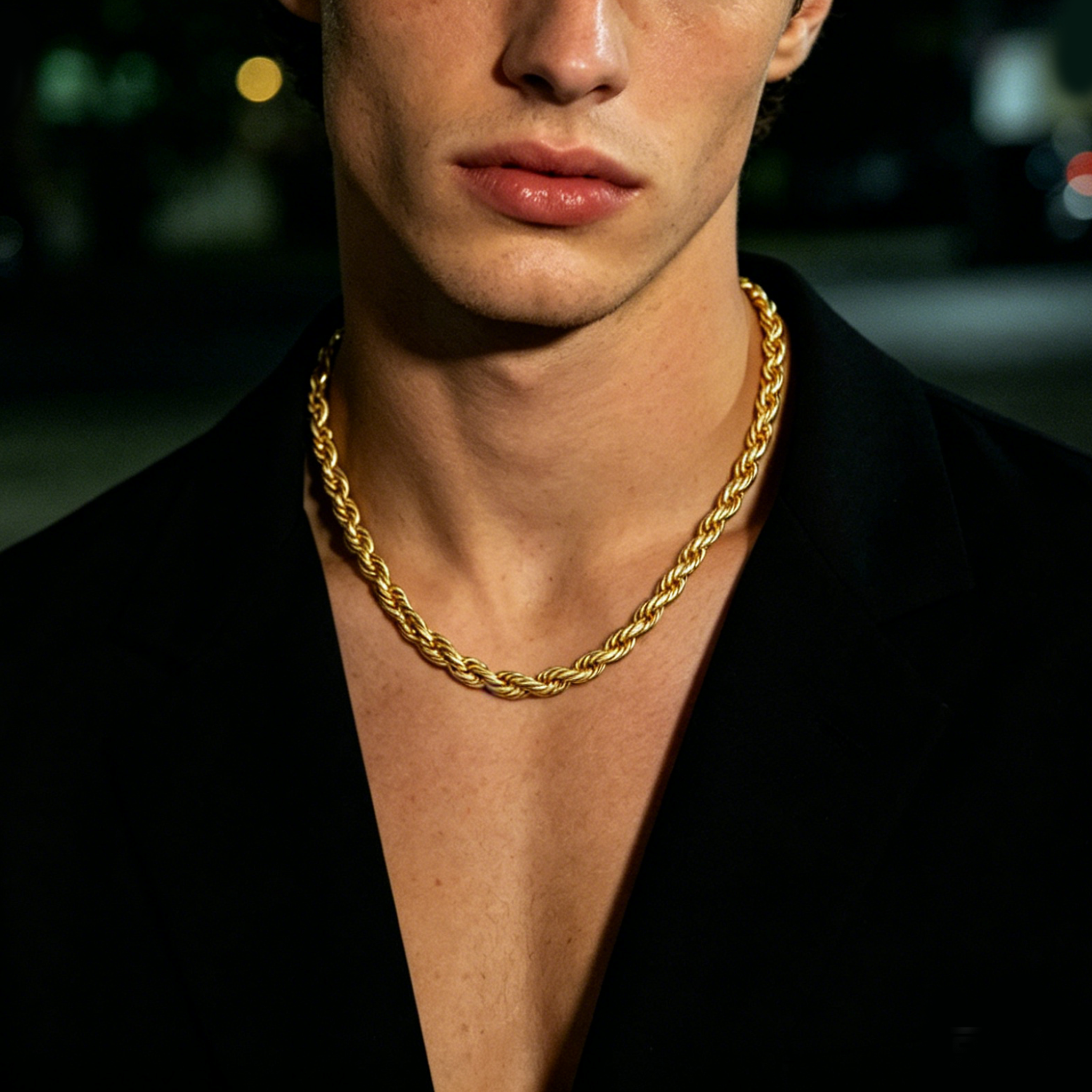Gold Plated Rope Chain Necklace