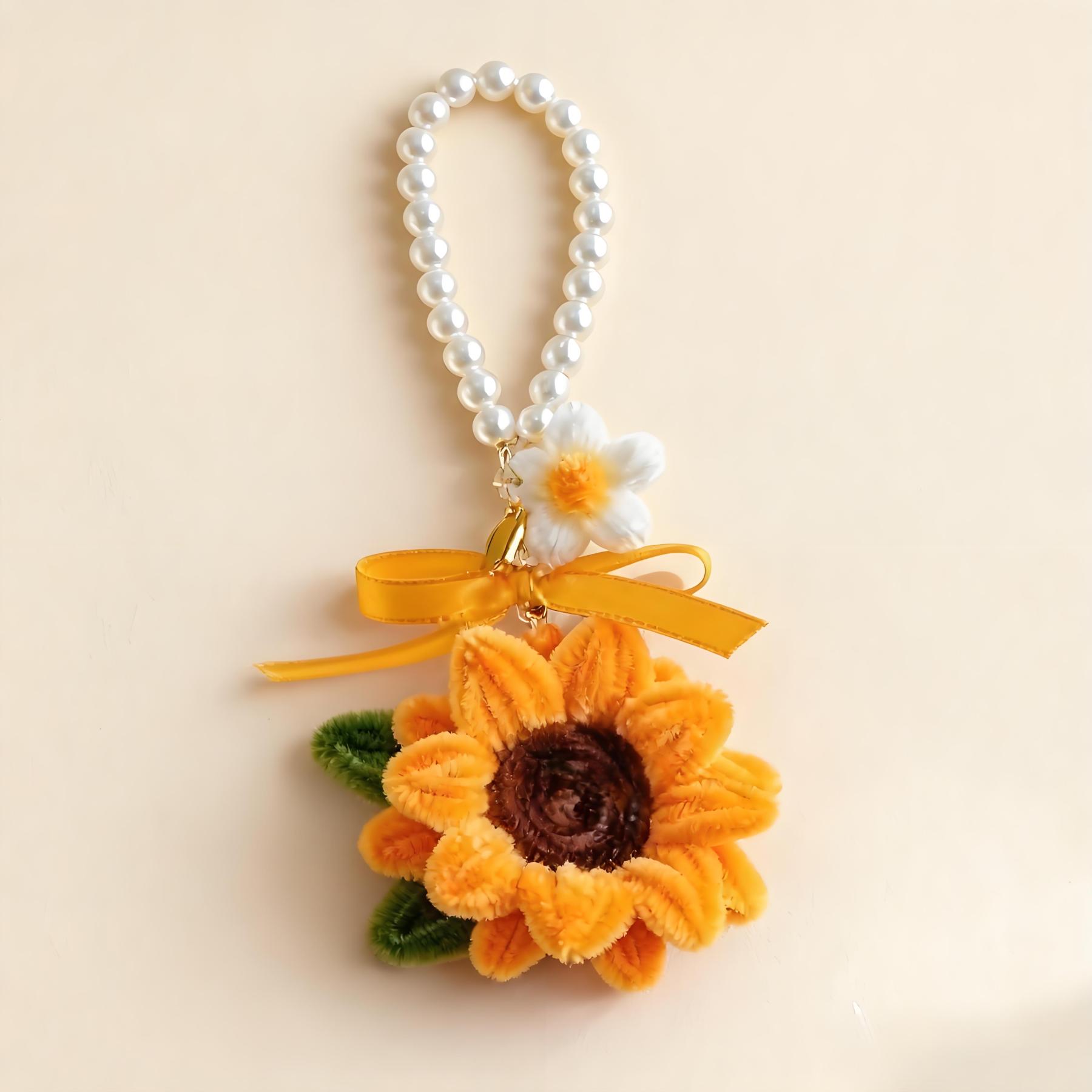 🌻 DIY Pipe Cleaner Sunflower Pearl Charm Kit