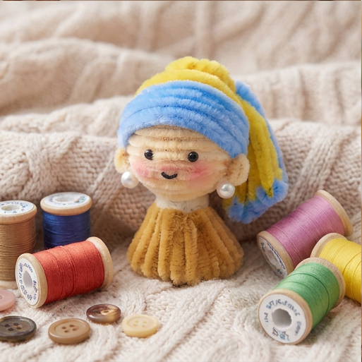 🎨 DIY Pipe Cleaner "Girl with a Pearl Earring" Kit