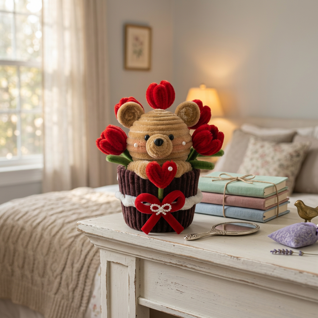 💖 DIY Pipe Cleaner "Tulip Hugs" Bear Pot