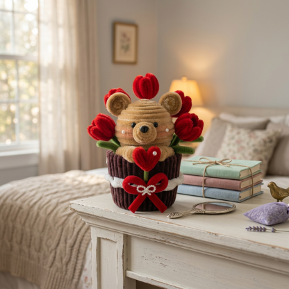 💖 DIY Pipe Cleaner "Tulip Hugs" Bear Pot