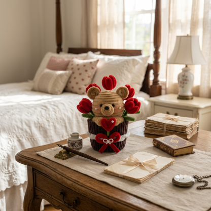 💖 DIY Pipe Cleaner "Tulip Hugs" Bear Pot