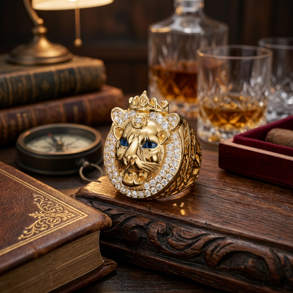 Royal King Lion Iced Out Ring