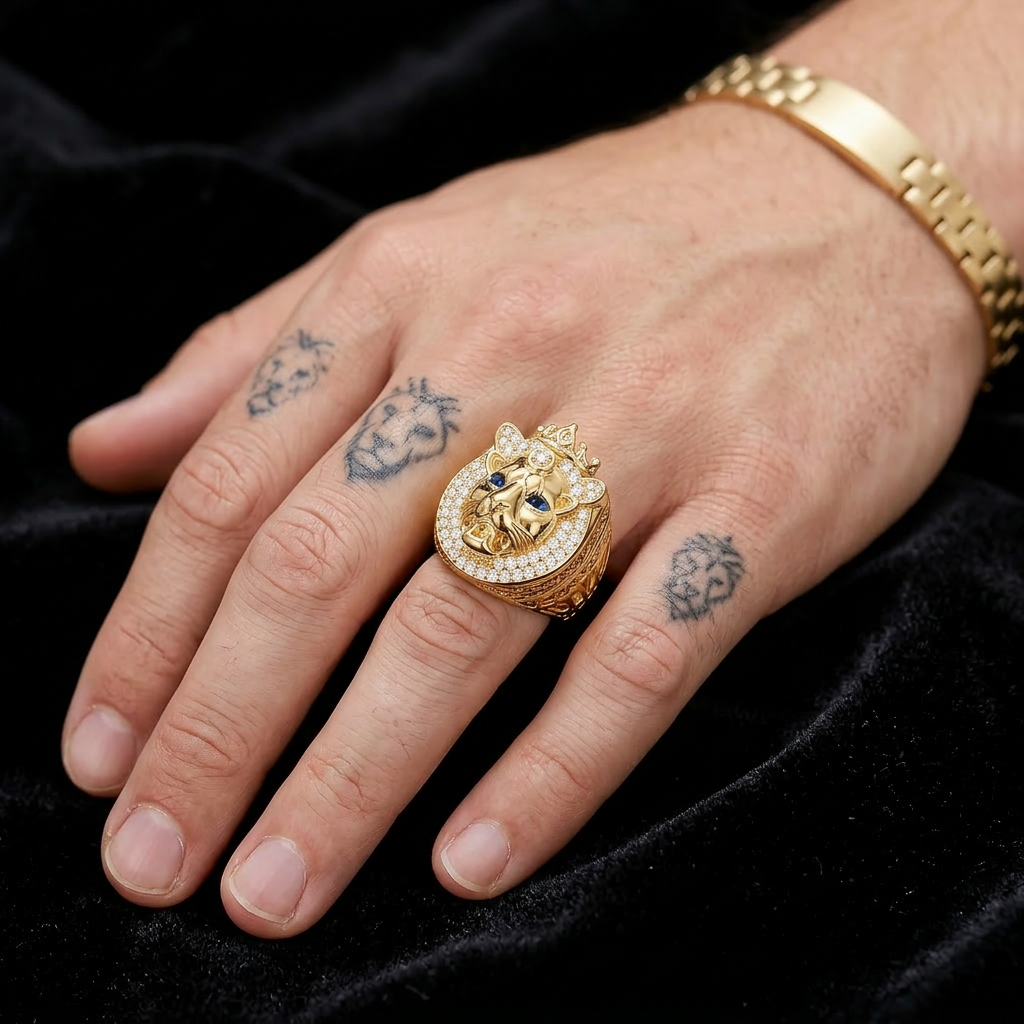 Royal King Lion Iced Out Ring