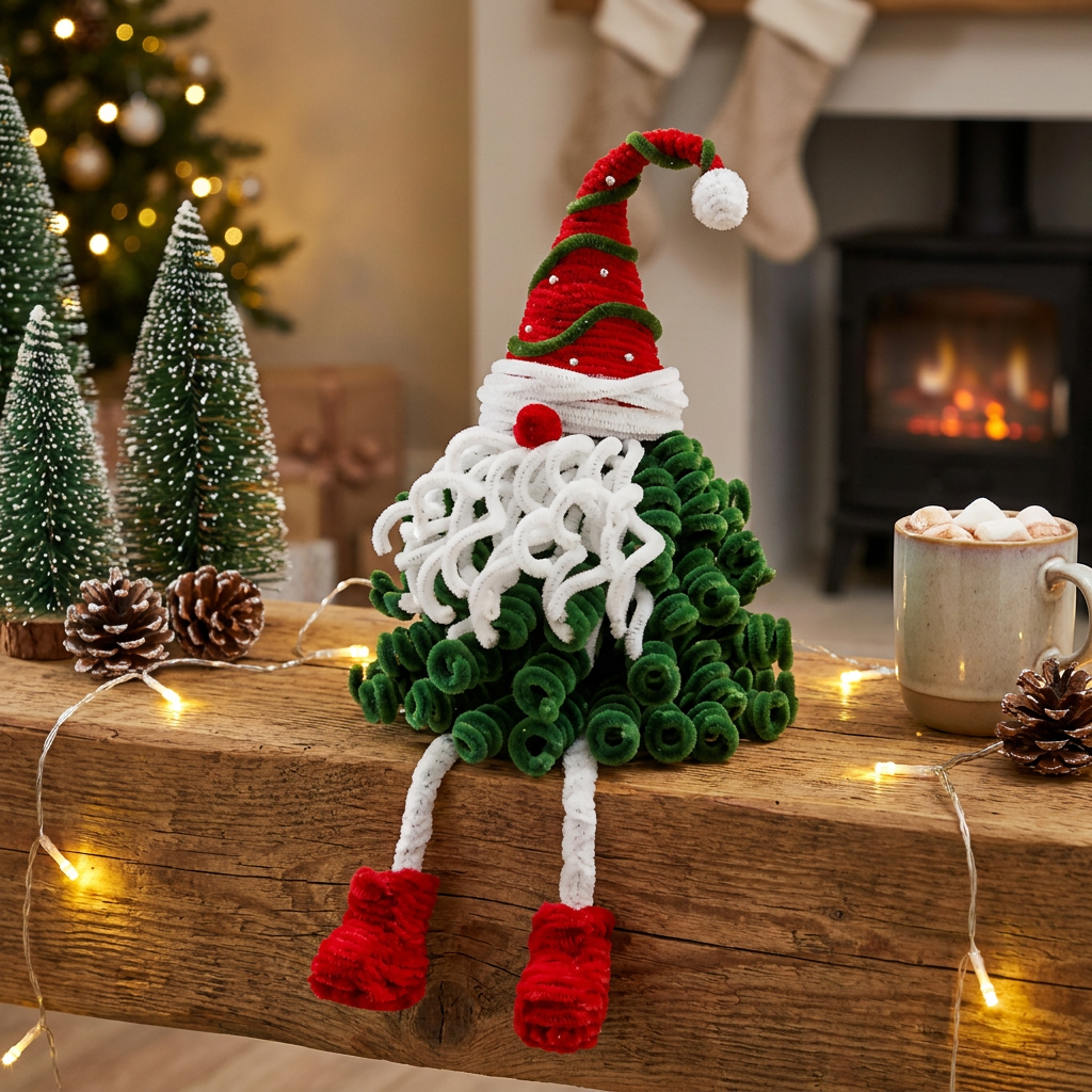 🎄 DIY Pipe Cleaner Santa Christmas Tree Kit