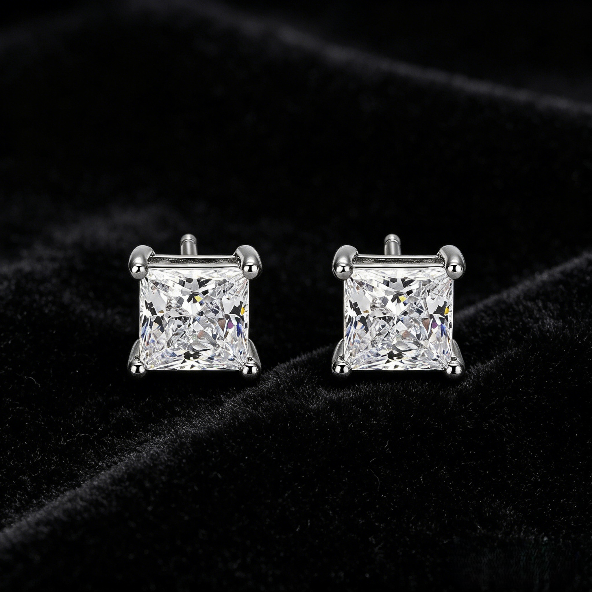 4-Prong Square CZ Studs