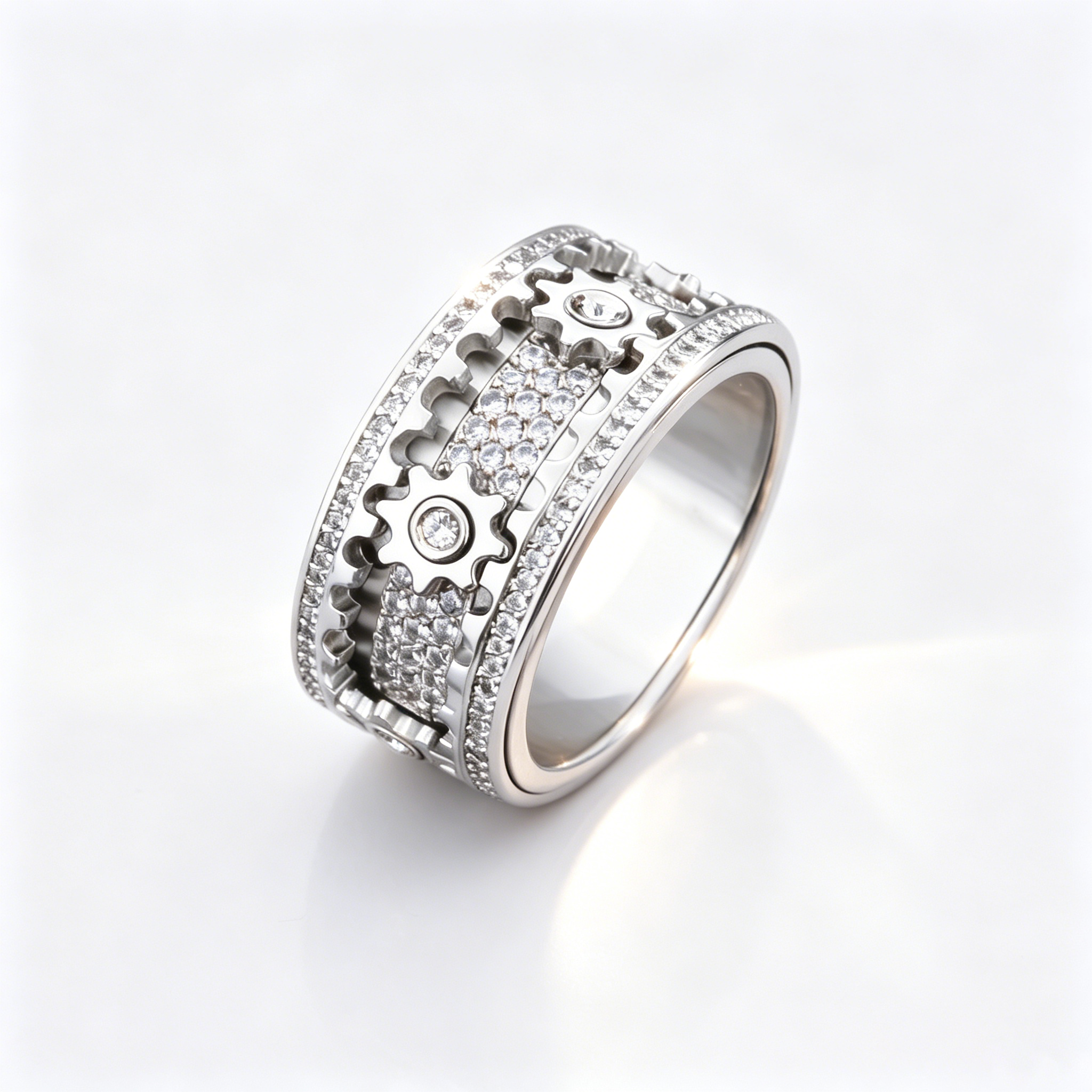 Inlaid Crystal Rotatable Gear Band