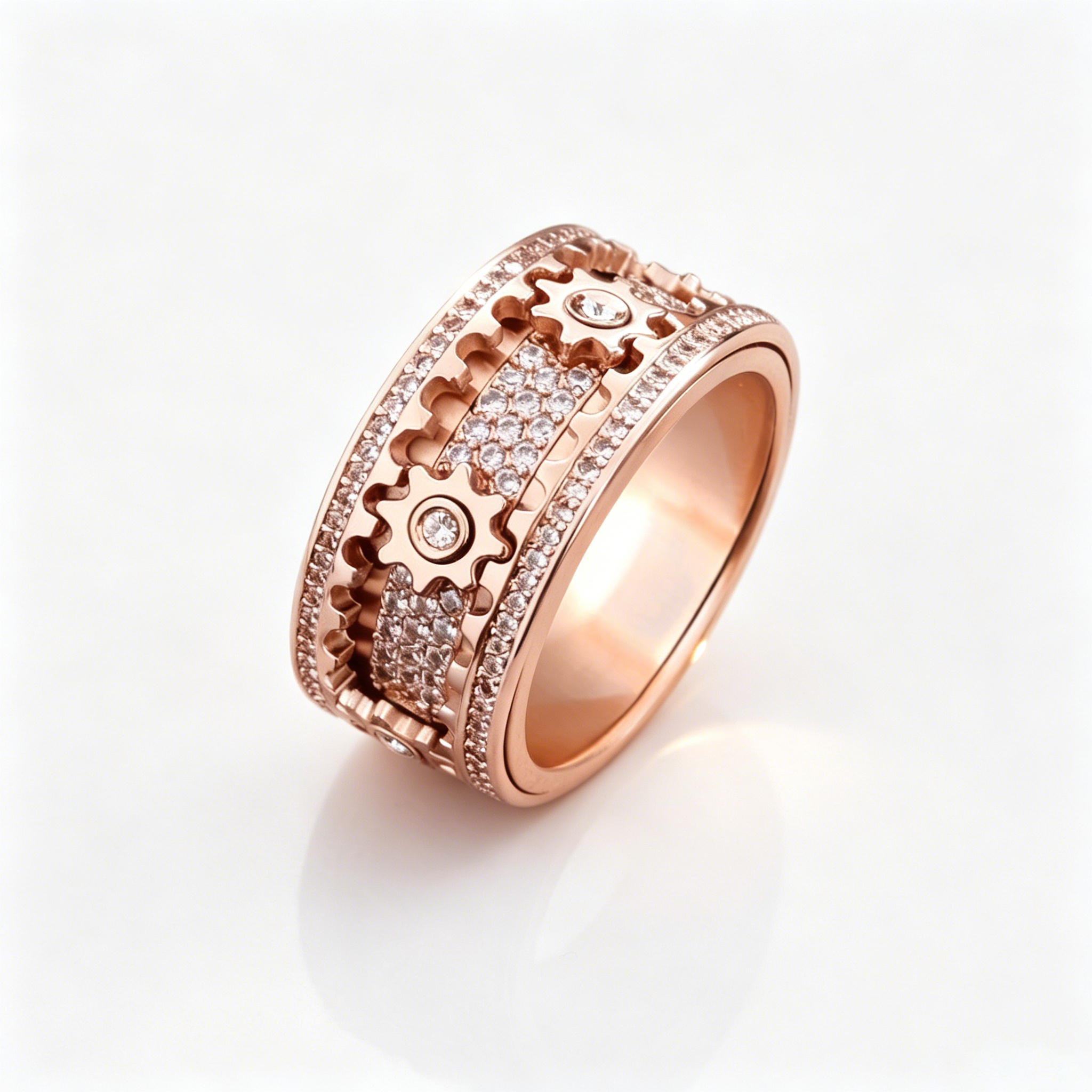 Inlaid Crystal Rotatable Gear Band