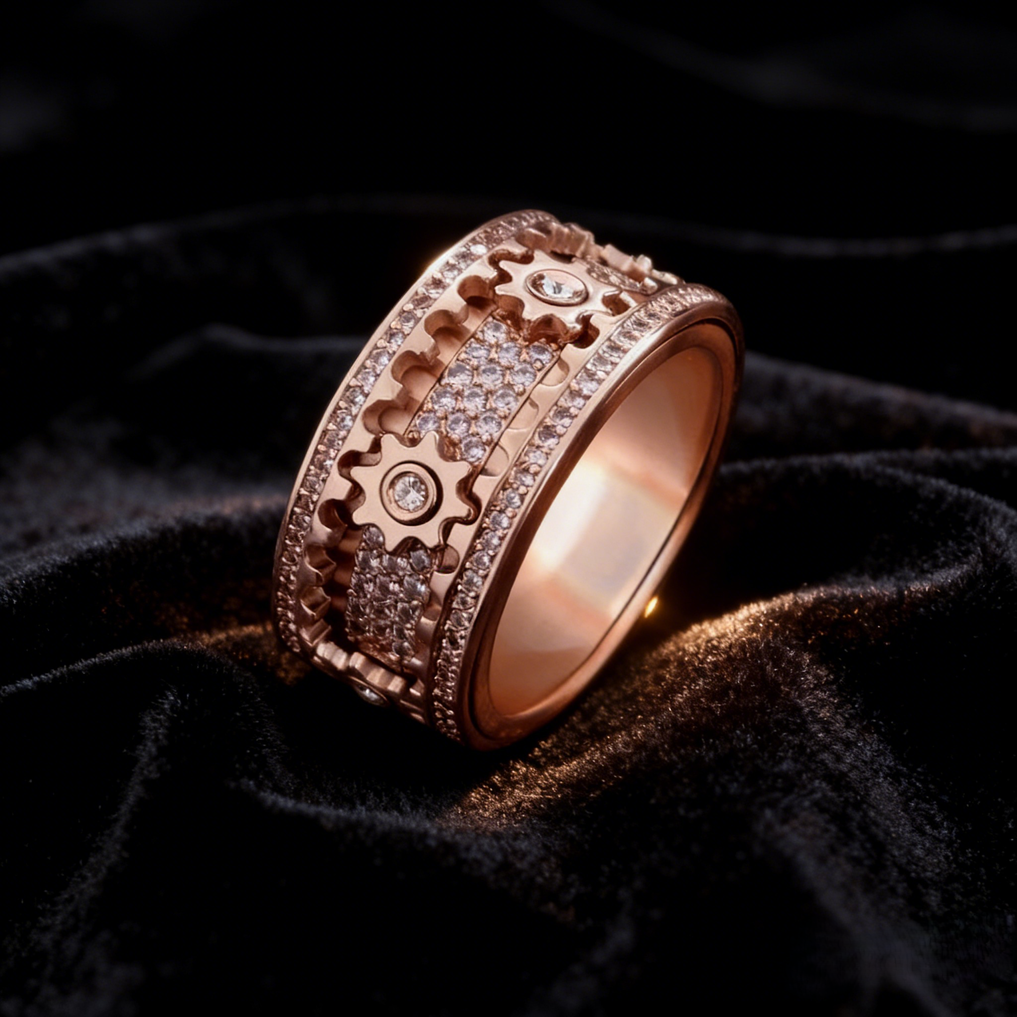 Inlaid Crystal Rotatable Gear Band