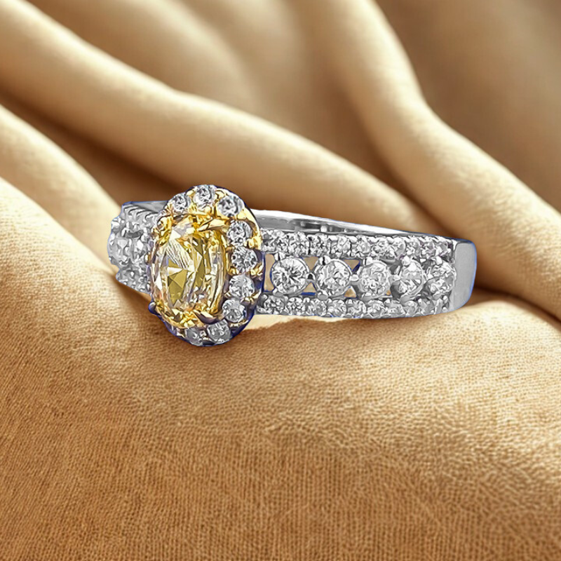 Brilliant yellow diamonds-Yellow diamond ring S925 silver