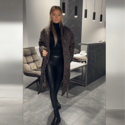 2025 Novinka-Dlouhá bavlněná bunda s kosočtvercovou kostkou