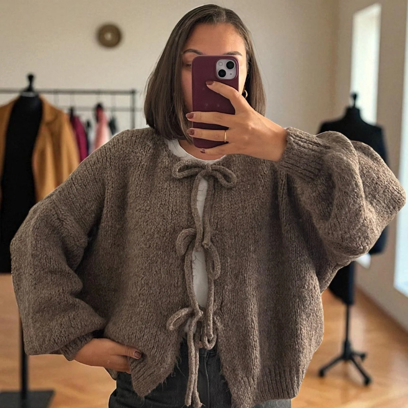 Toamnă și iarnă noi-pulover cardigan tricotat solid