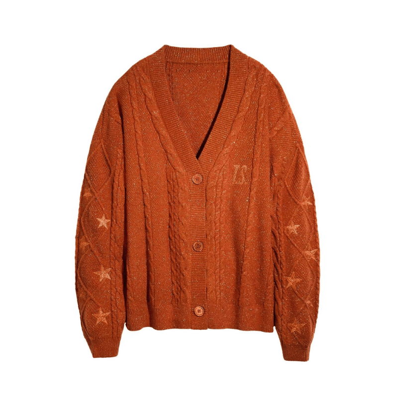 🌟 Același stil al lui Taylor Swift - Pulover brodat portocaliu