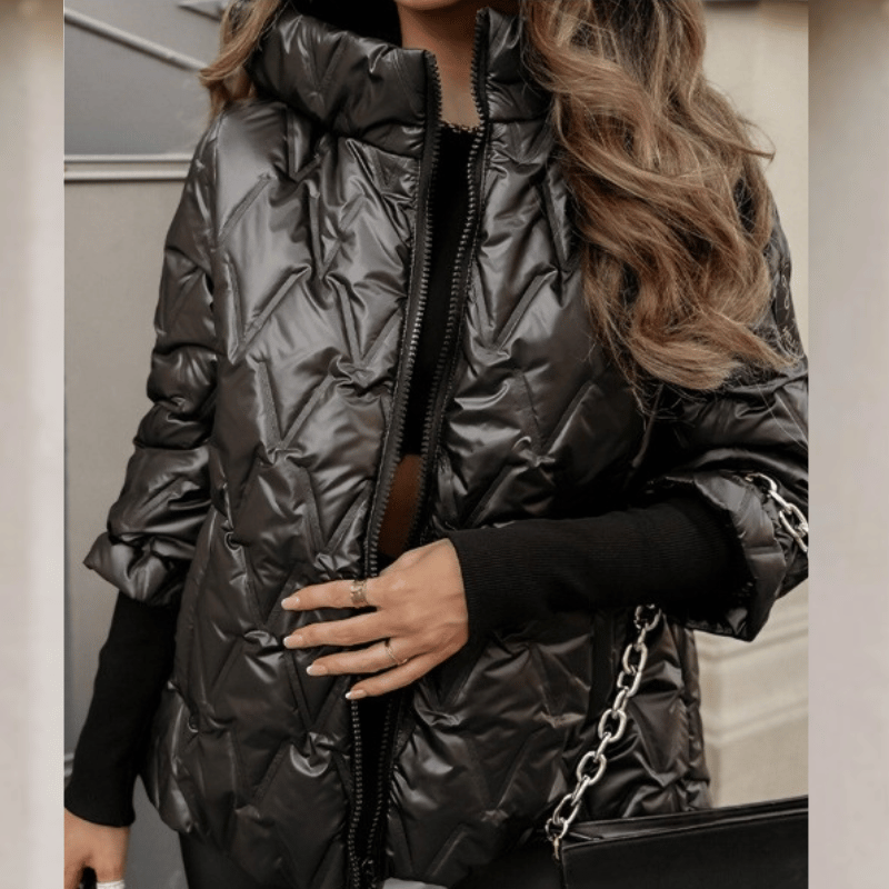 Jachetă de damă toamnă-iarnă din bumbac cu glugă