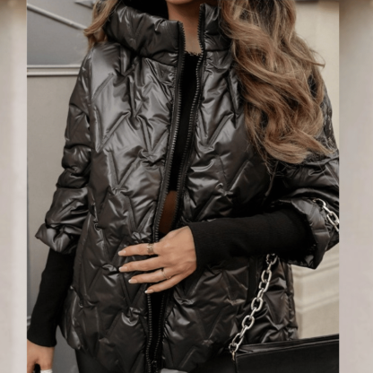 Jachetă de damă toamnă-iarnă din bumbac cu glugă