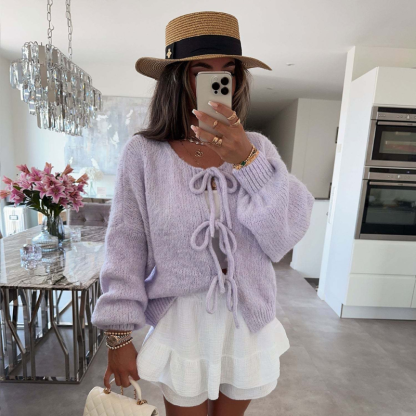 Toamnă și iarnă noi-pulover cardigan tricotat solid