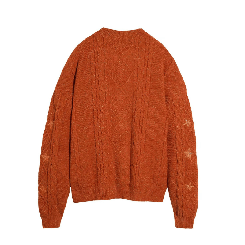 🌟 Același stil al lui Taylor Swift - Pulover brodat portocaliu