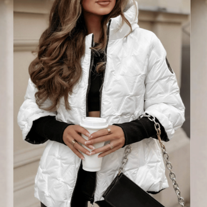 Jachetă de damă toamnă-iarnă din bumbac cu glugă