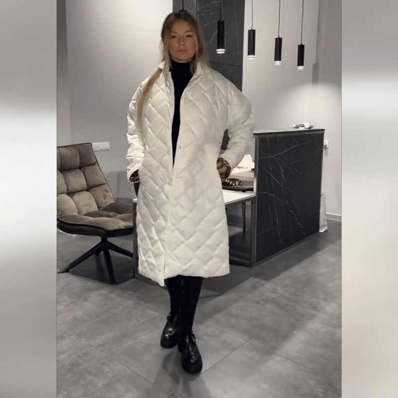 2025 Novinka-Dlouhá bavlněná bunda s kosočtvercovou kostkou