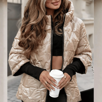 Jachetă de damă toamnă-iarnă din bumbac cu glugă