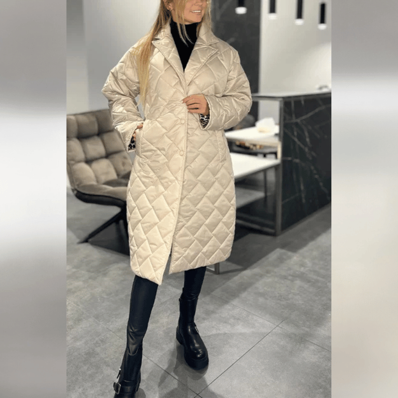 2025 Novinka-Dlouhá bavlněná bunda s kosočtvercovou kostkou