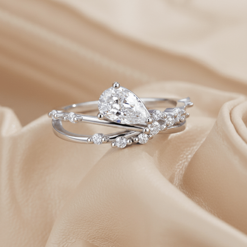 suspended water droplets-1 carat delicate ring S925 silver