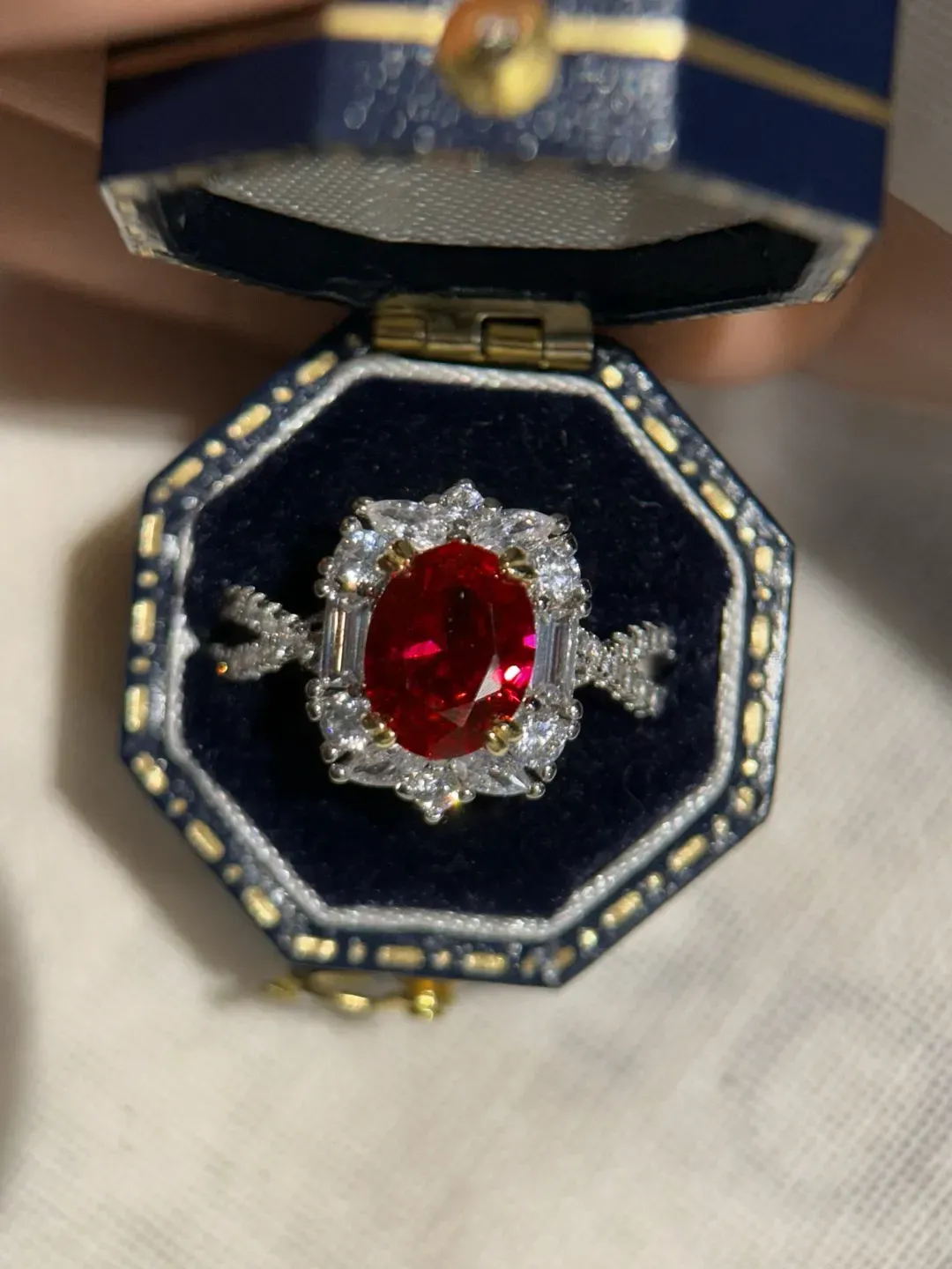 💍Vintage 2ct Pigeon Blood Ruby Ring  S925 Silver