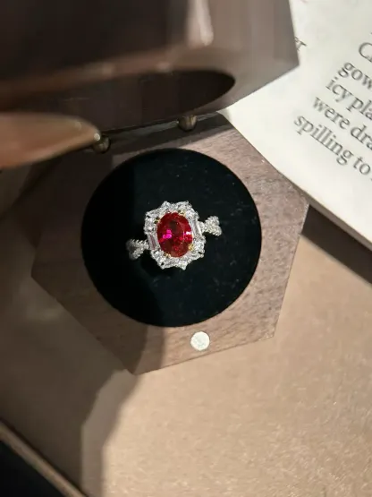 💍Vintage 2ct Pigeon Blood Ruby Ring  S925 Silver