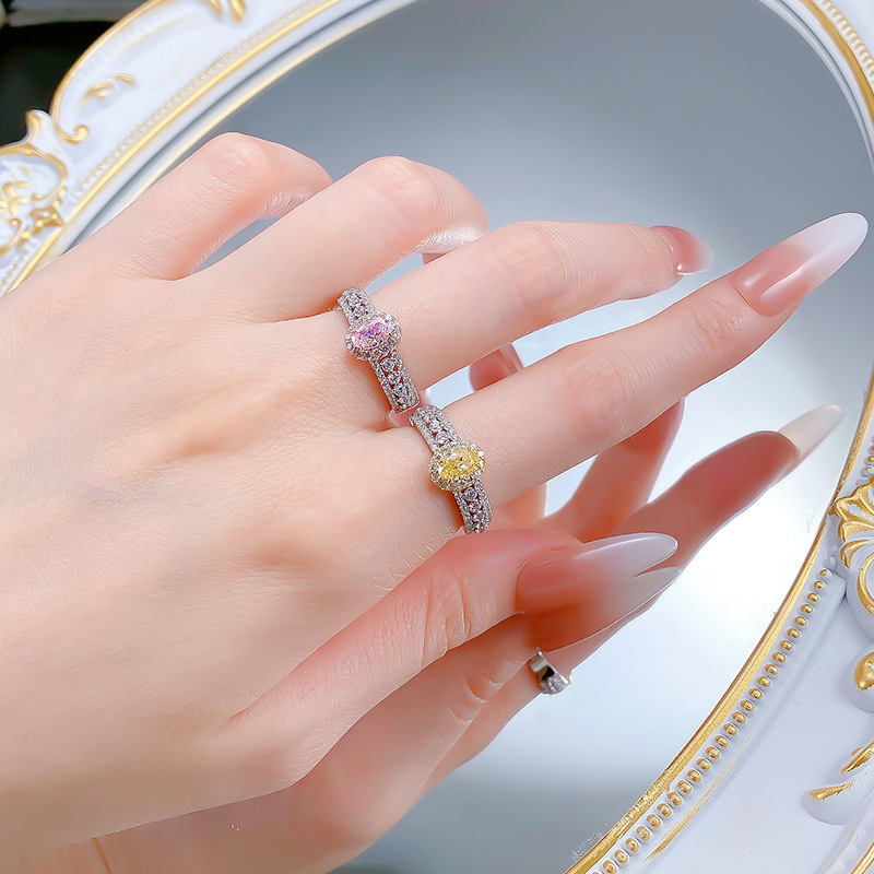 Brilliant yellow diamonds-Yellow diamond ring S925 silver