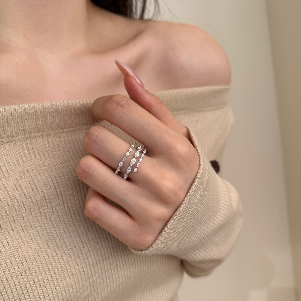 💍Marquise Cut 3-Row Stackable Ring in S925 Silver