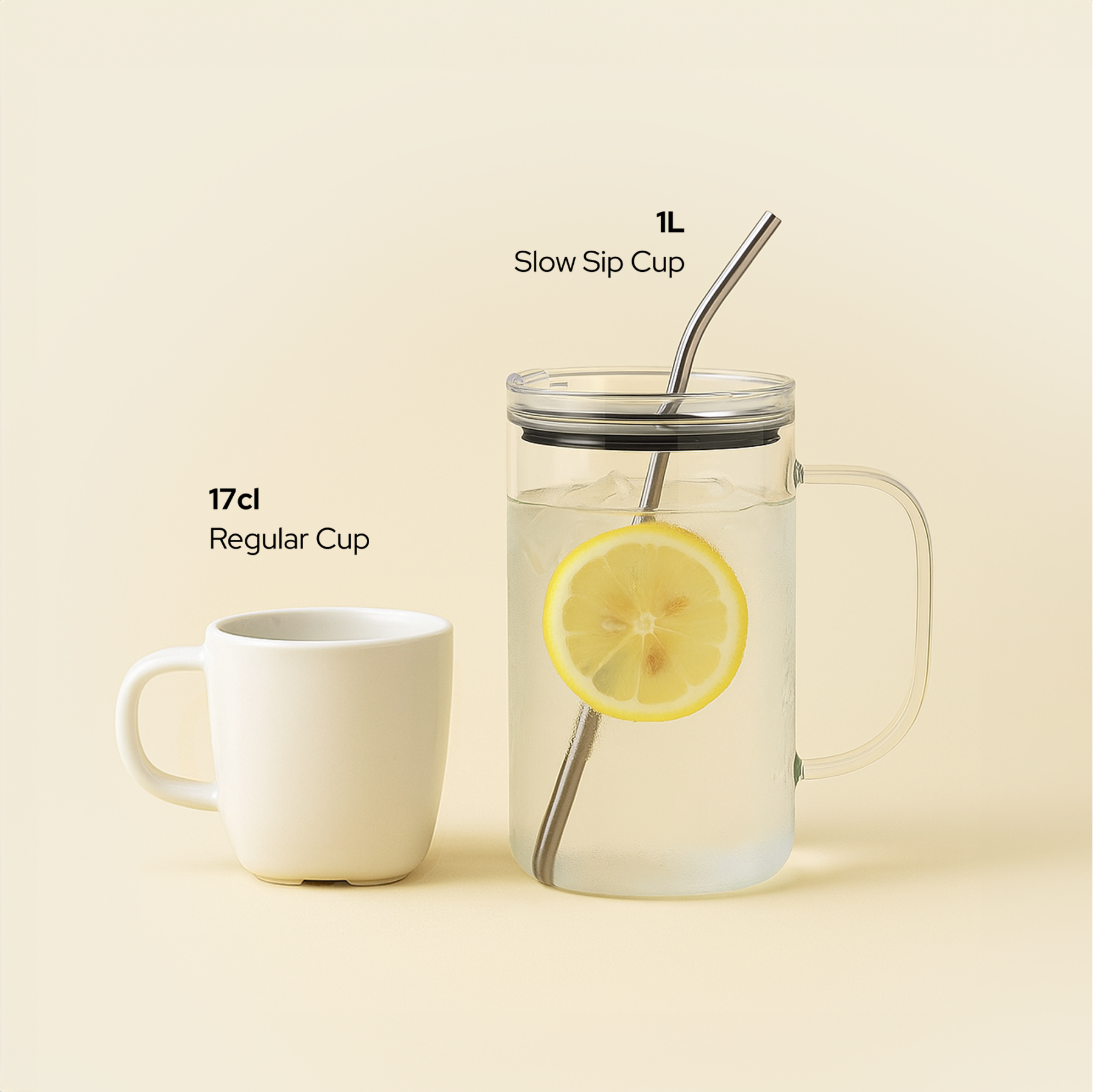 1L Slow Sip Cup with Straw & Lid