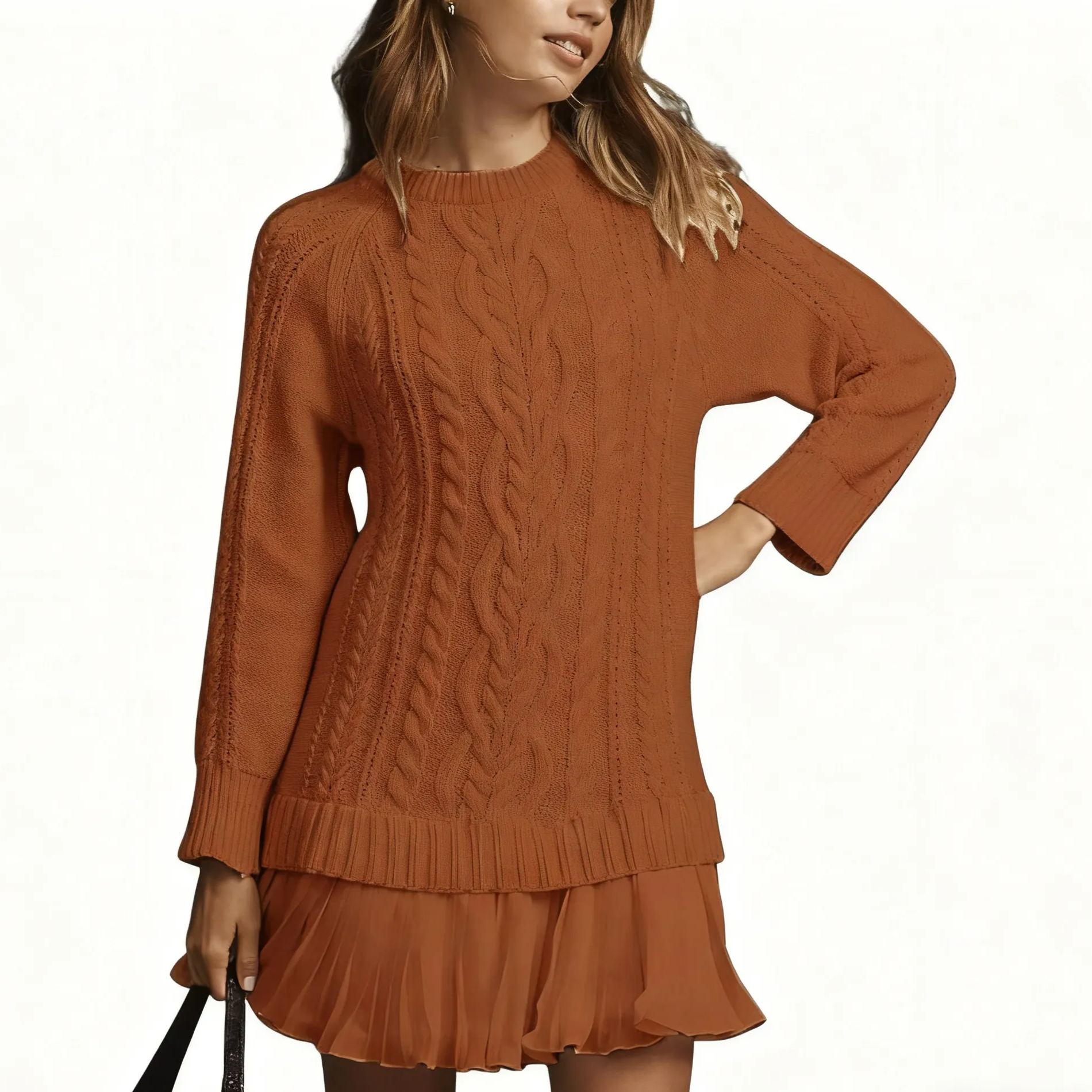 Rochie patchwork din șifon tricotat