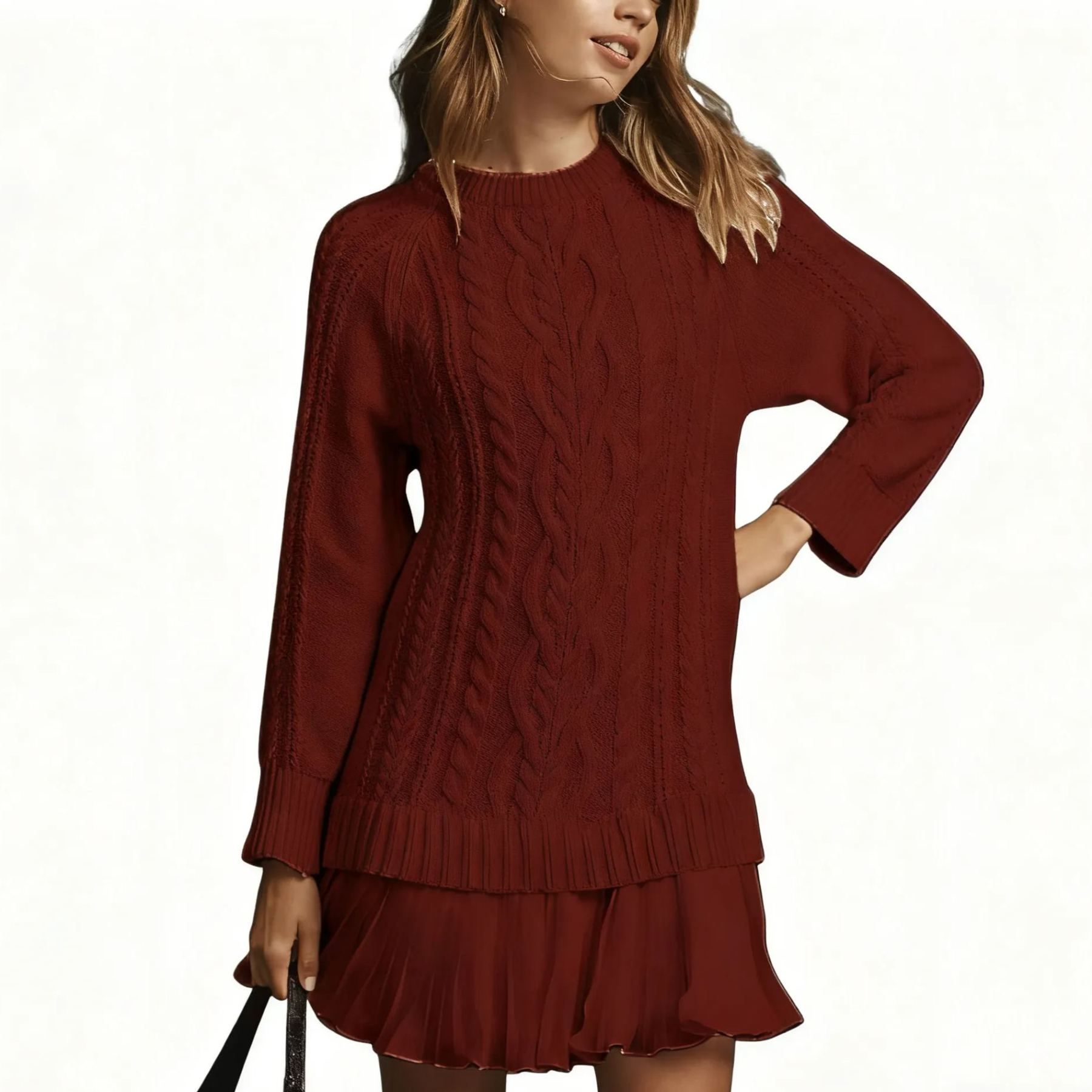 Rochie patchwork din șifon tricotat